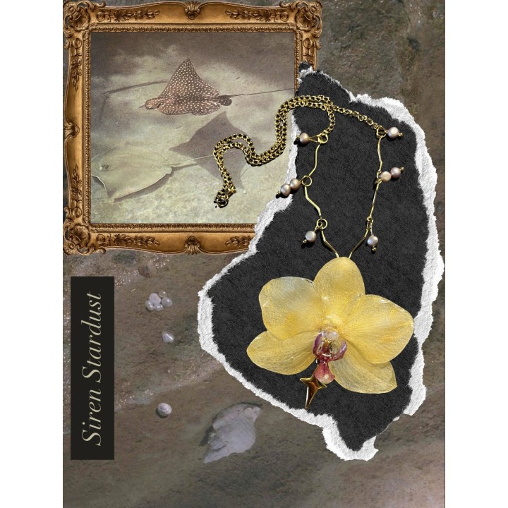 𝑆𝑖𝑟𝑒𝑛 𝑆𝑡𝑎𝑟𝑑𝑢𝑠𝑡 - Yellow Orchid Necklace in Resin | MomaFlora