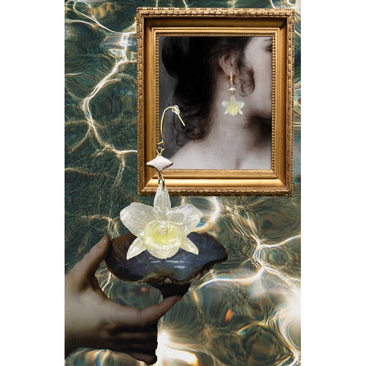 Bamboo Orchid Earrings in Resin | MomaFlora