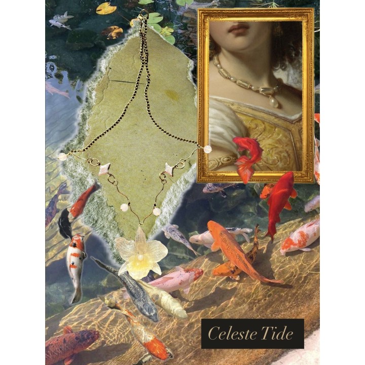 𝑪𝒆𝒍𝒆𝒔𝒕𝒆 𝑻𝒊𝒅𝒆 - Bamboo Orchid Necklace with Pearls and Quartz