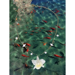 𝑪𝒆𝒍𝒆𝒔𝒕𝒆 𝑻𝒊𝒅𝒆 - Bamboo Orchid Necklace with Pearls and Quartz