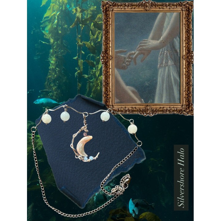 𝑆𝑖𝑙𝑣𝑒𝑟𝑠ℎ𝑜𝑟𝑒 𝐻𝑎𝑙𝑜 - Moon Pearl Necklace