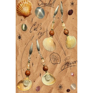 𝑺𝒖𝒏𝒔𝒉𝒆𝒍𝒍 - Seashell and Jasper Earrings
